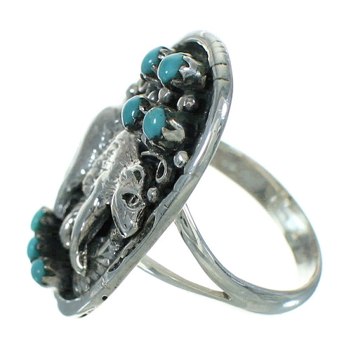 Southwest Sterling Silver Bear Turquoise Ring Size 4-1/4 RX85703